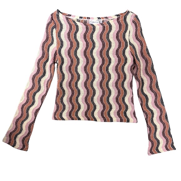 Reclaimed Vintage Tops - Reclaimed Vintage WMN Multi Color Wavy Stripe Knit Long Sleeve Top Medium NEW